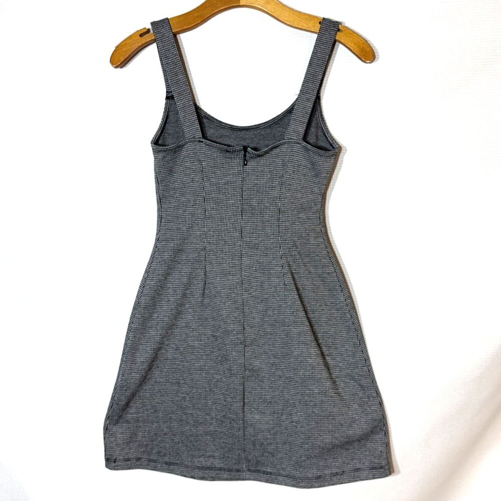 Forever 21 Houndstooth Overall Skater Dress Black White Stretchy Sporty Mini - S - Picture 2 of 7